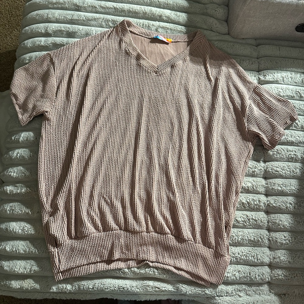 Pink V-Neck Knit Top